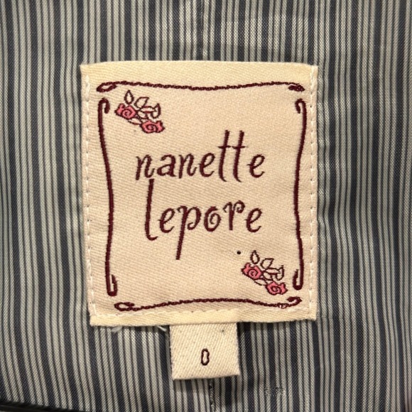 Nanette Lepore Navy Blue Contrast Stitch Peplum Blazer Jacket Size 0 Steampunk‎ - Picture 4 of 6
